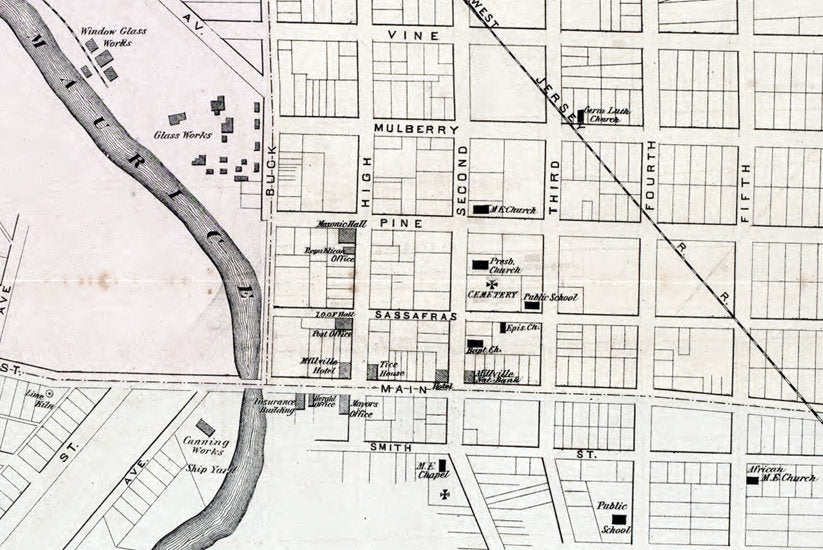 1876 Map of Millville Cumberland County New Jersey