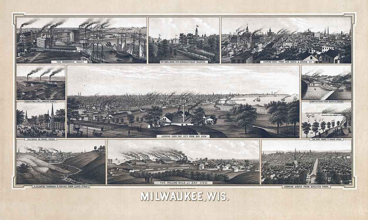 1882 Panoramic Map of Milwaukee Wisconsin