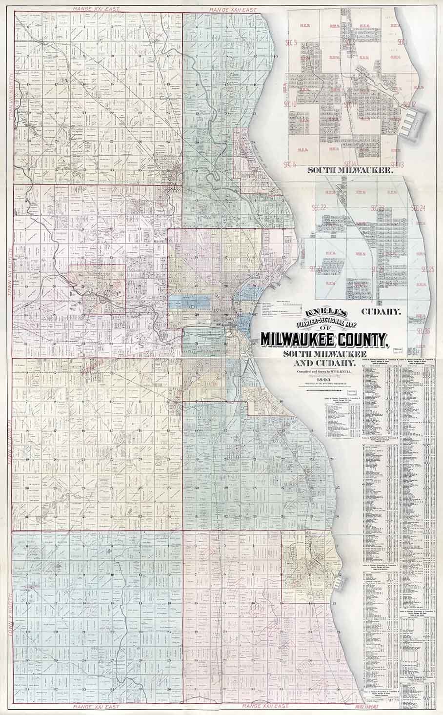 1893 Map of Milwaukee County Wisconsin