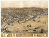 1868 Panoramic Map of Muskegon Michigan