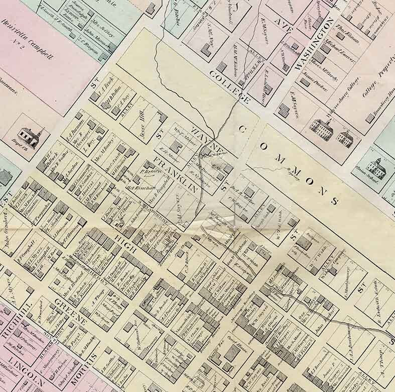 1876 Map of Waynesburg Greene County Pennsylvania Caldwells Atlas