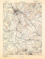 1888 Topo Map of Lawrence Massachusetts Quadrangle