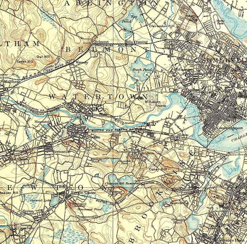 1893 Topo Map of Boston Massachusetts Quadrangle