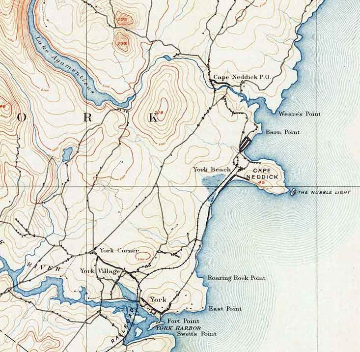 1893 Topo Map of York Maine Quadrangle