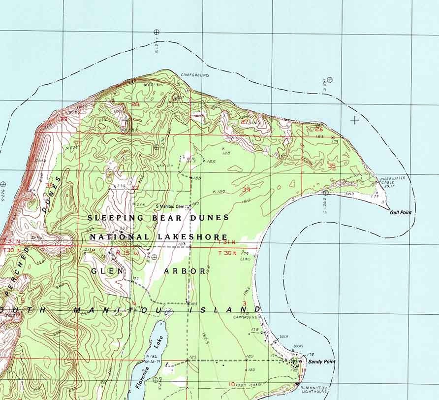 1983 Topo Map of South Manitou Island Michigan Quadrangle