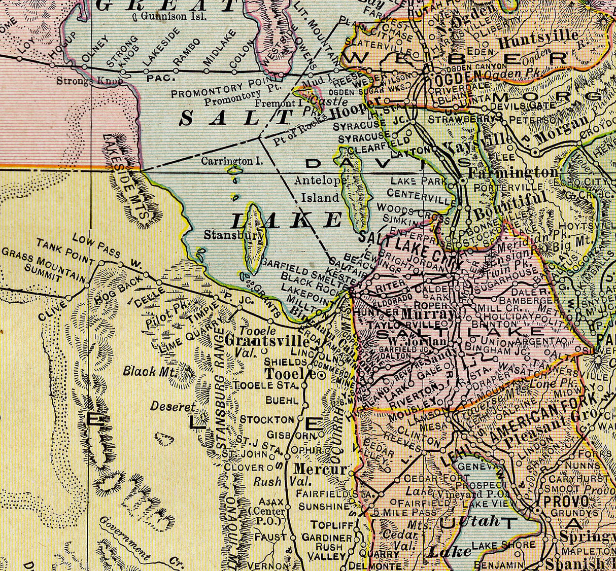 1800s County Map of Utah