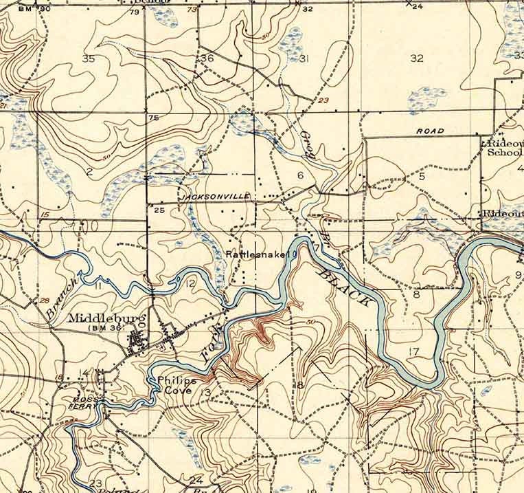 1891 Topo Map of Middleburg Quad Florida - Jacksonville