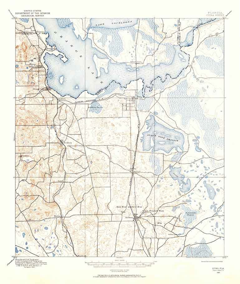 1893 Topo Map of Citra Florida