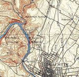 1896 Topo Map of Austin Quad Texas - Taylor