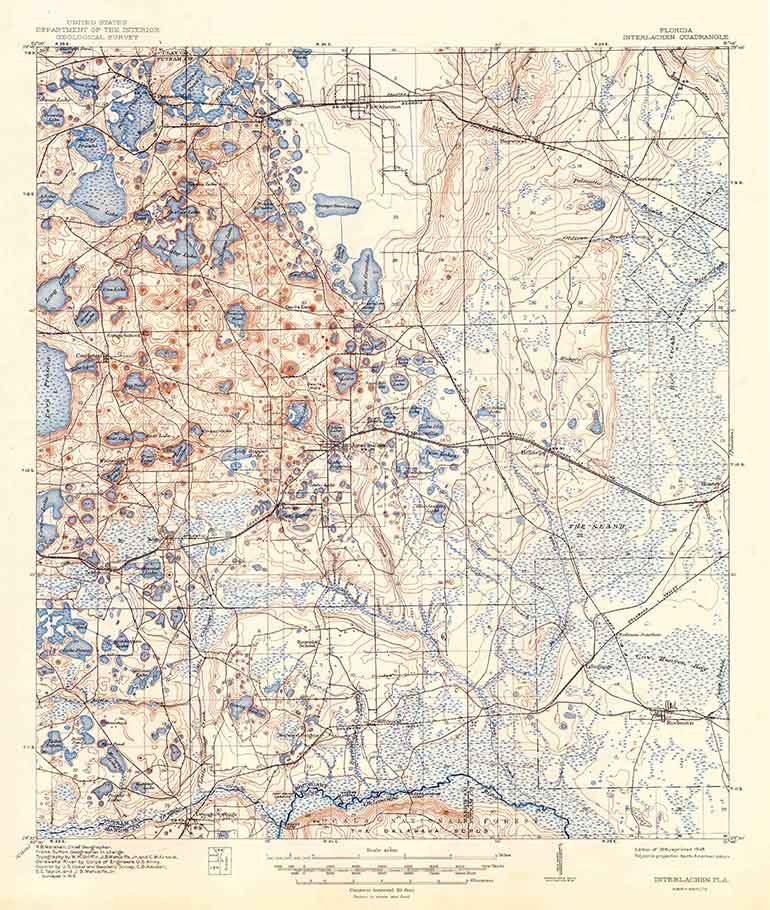 1916 Topo Map of Interlachen Quad Florida