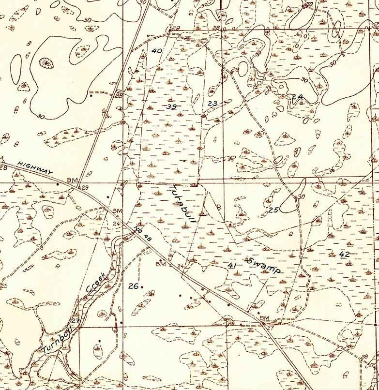 1937 Topo Map of Bakersville Quad Florida St. Johns County