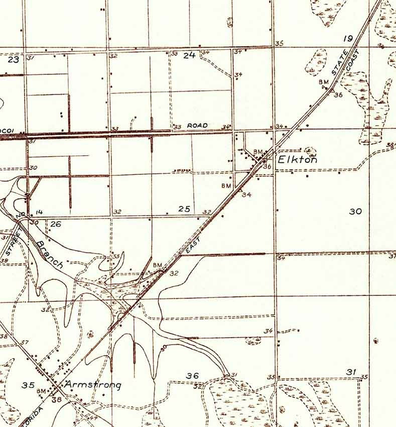 1937 Topo Map of Elkton Quad Florida - St. Johns County