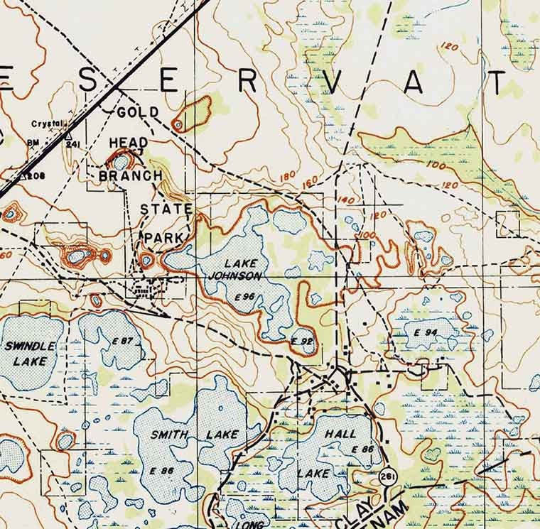 1942 Topo Map of Ates Creek Quad Florida