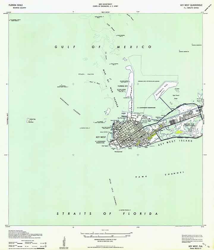 1943 Map of Key West Quad Florida