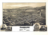 1889 Panoramic Map of Hamburg Berks County Pennsylvania
