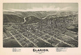 1896 Panoramic Map of Clarion Pennsylvania