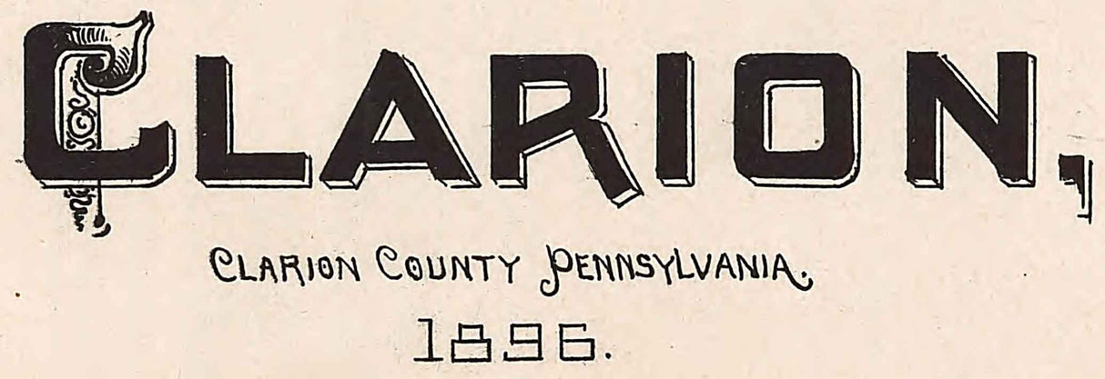 1896 Panoramic Map of Clarion Pennsylvania