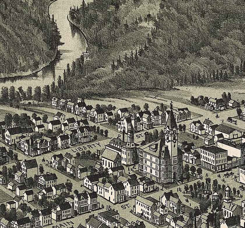 1896 Panoramic Map of Clarion Pennsylvania