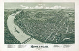 1902 Panoramic Map of Homestead Pennsylvania