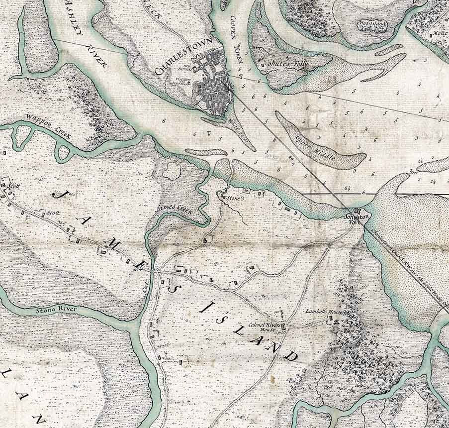1780 Map of Charleston Harbor South Carolina