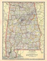 1911 Map of the State of Alabama