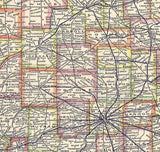 1911 Map of the State of Indiana Lake Michigan Marion County