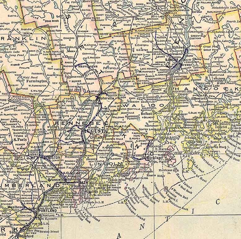 1911 Map of the State of Maine