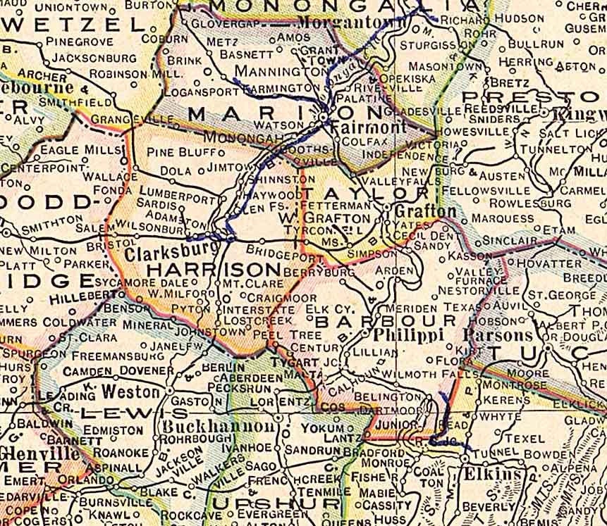 1911 Map of the State of West Virginia