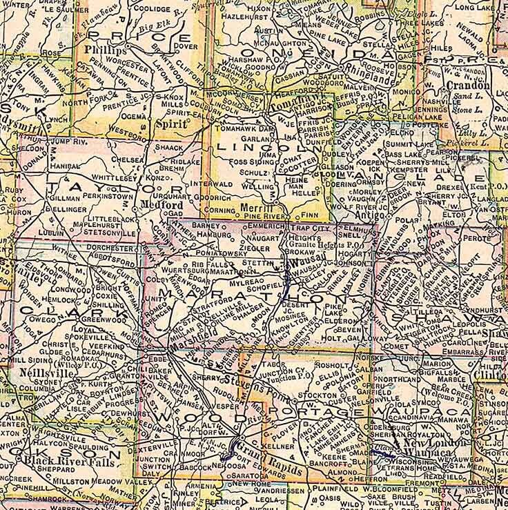 1911 Map of the State of Wisconsin Lake Michigan Lake Superior