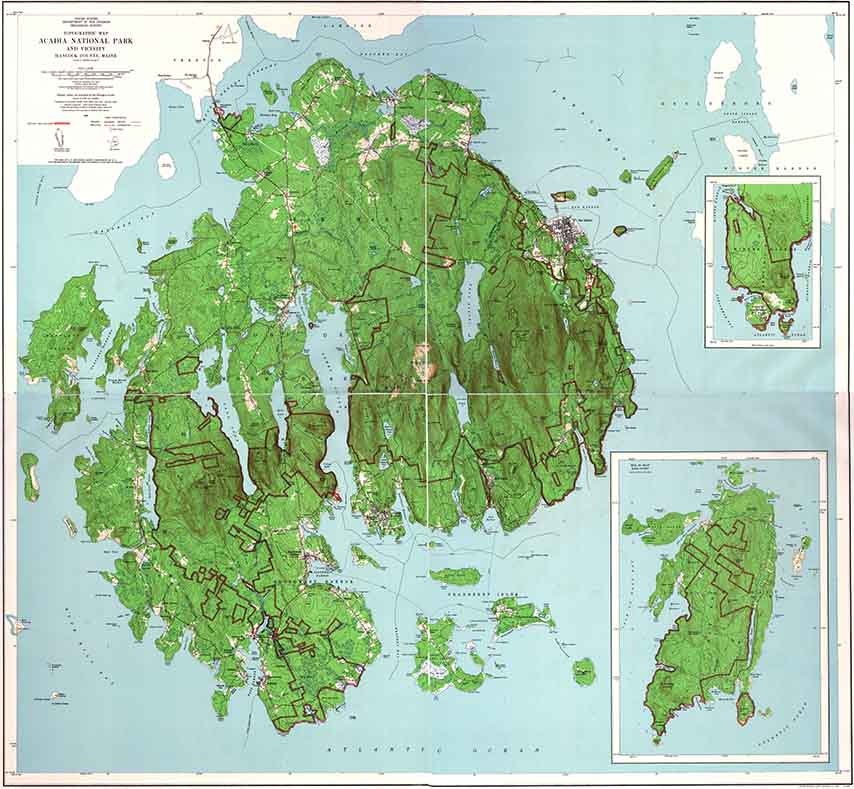 1956 Topo Map of Acadia National Park Hancock County Maine