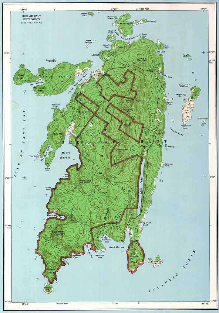 1956 Topo Map of Acadia National Park Hancock County Maine