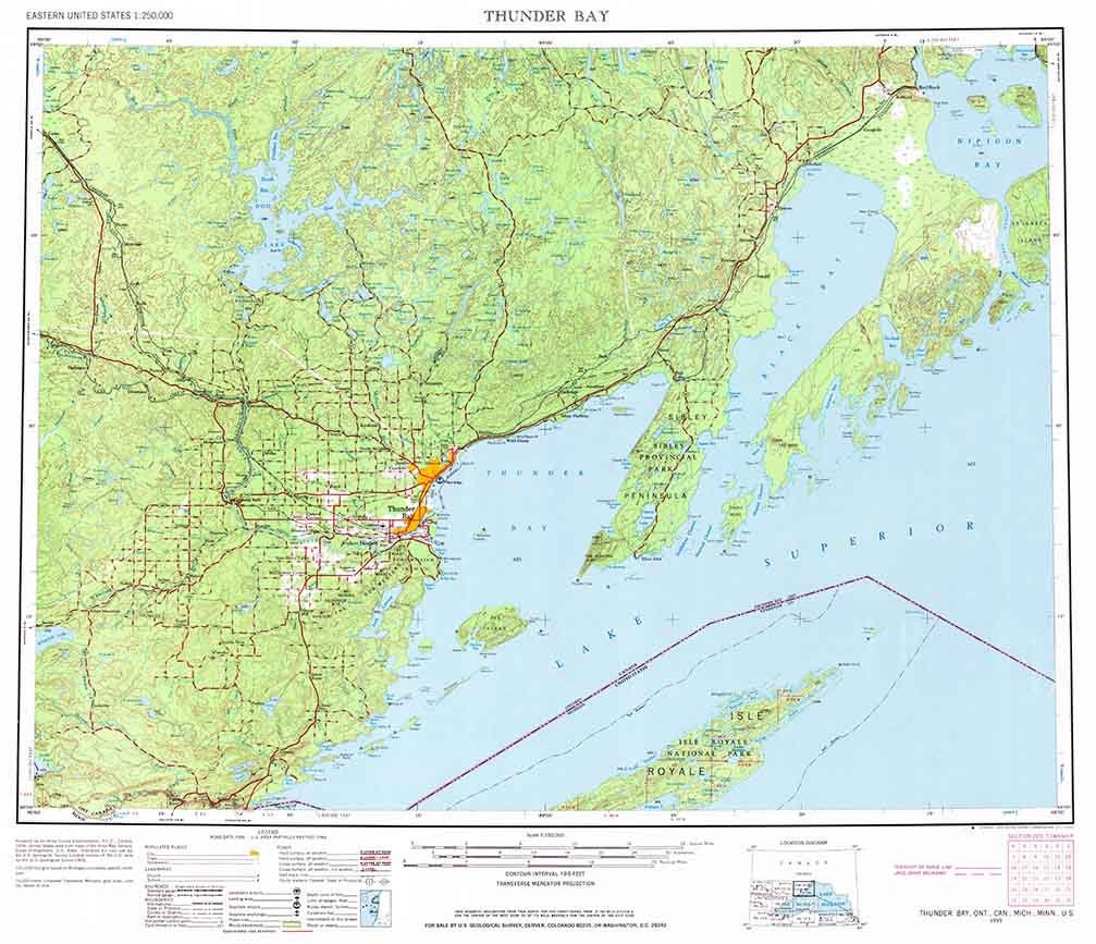 1959 Topo Map of Thunder Bay Michigan Lake Superior