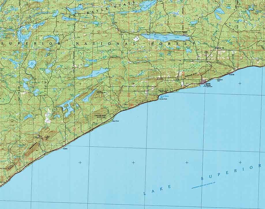 1977 Topo Map of Grand Marais Minnesota Lake Superior