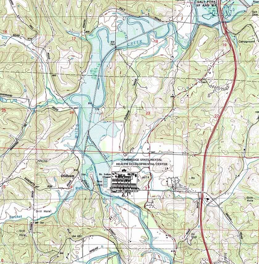 1994 Topo Map of Cambridge Ohio Quadrangle Salt Fork Lake