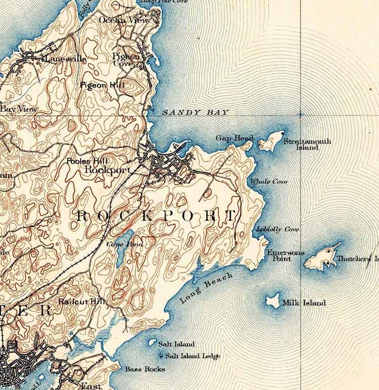 1888 Topo Map of Gloucester Massachusetts Quad
