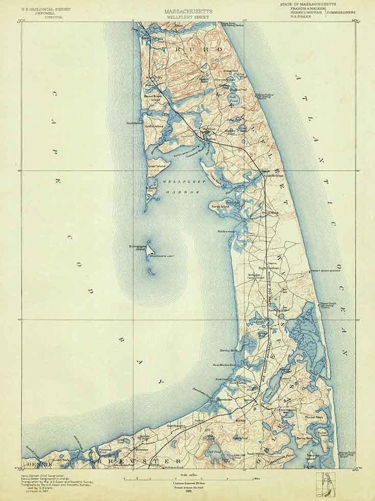 1889 Topo Map of Wellfleet Massachusetts Quad