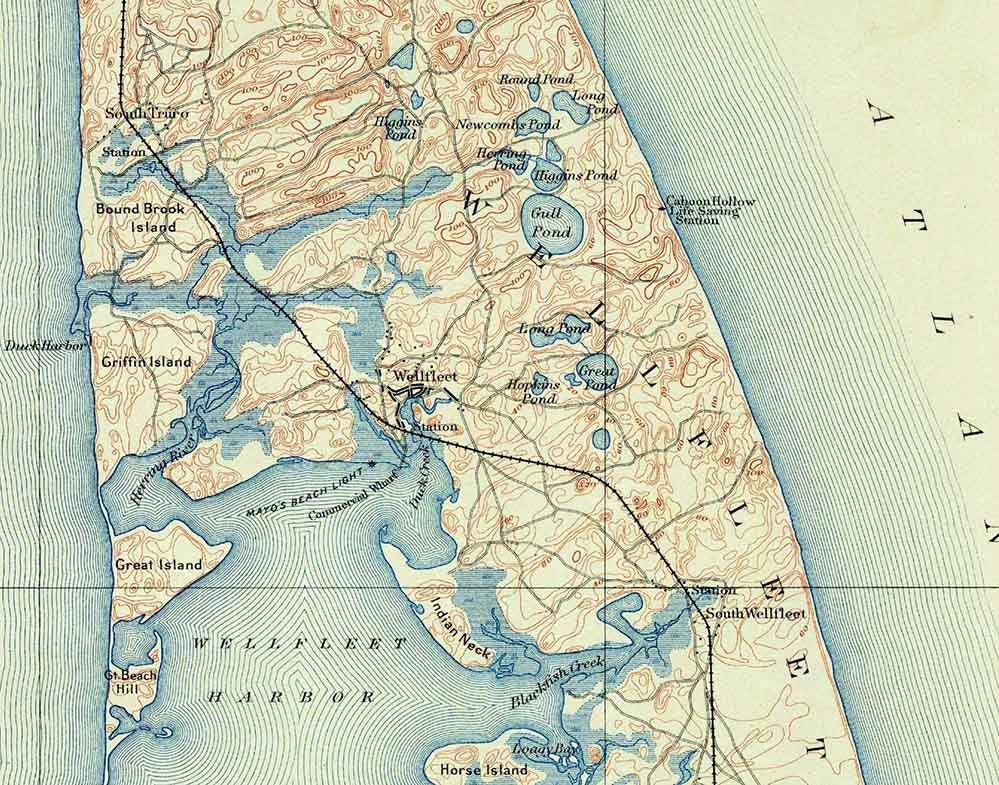 1889 Topo Map of Wellfleet Massachusetts Quad