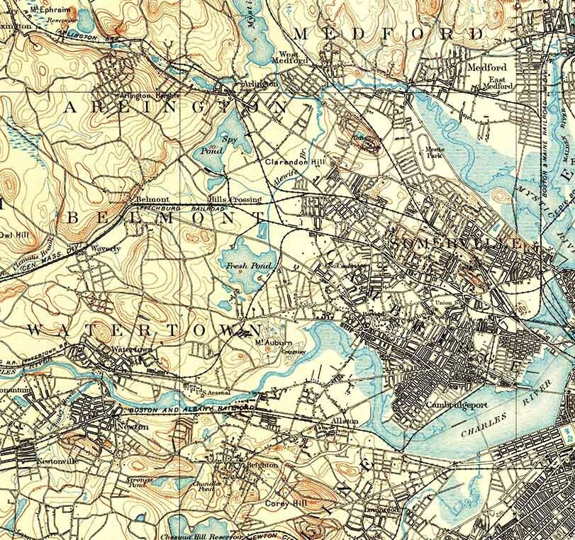 1893 Topo Map of Boston Massachusetts Quad