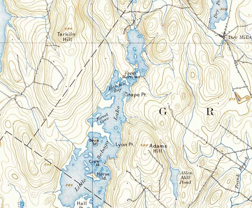 1898 Topo Map of Gray Maine Quad Sebago Lake