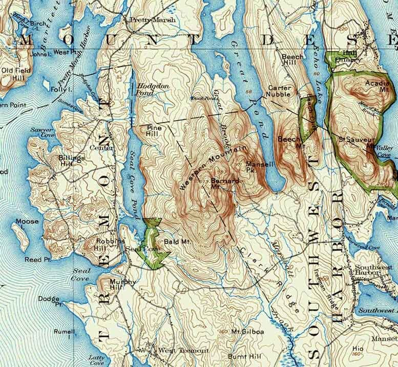 1904 Topo Map of Mount Desert Island Quad Maine