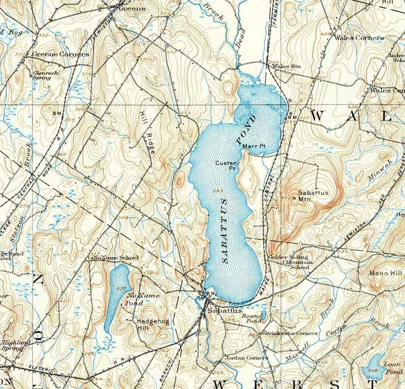 1908 Topo Map of Lewiston Maine Quad