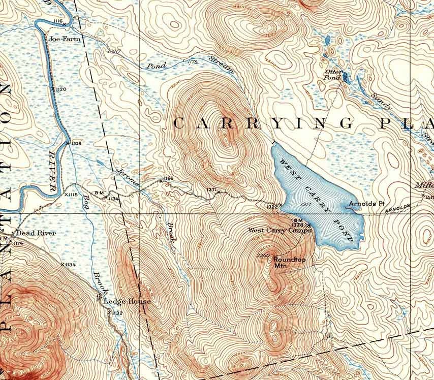 1928 Topo Map of Dead River Maine Quad