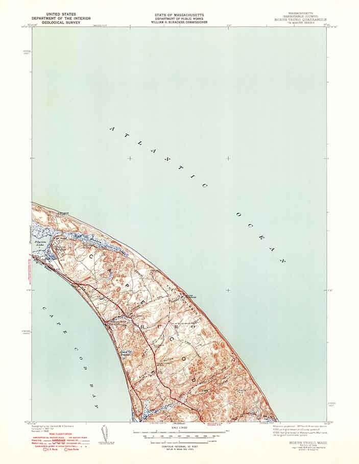 1944 Topo Map of North Truro Massachusetts Quad Cape Cod