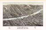1878 Panoramic Map of Augusta Maine