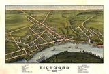 1878 Panoramic Map of Richmond Sagadahoc County Maine