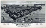 1886 Panoramic Map of Peaks Island Portland Harbor Maine