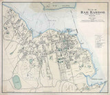 1887 Map of Bar Harbor Mount Desert Island Maine