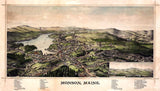 1889 Panoramic Map of Monson Maine