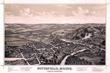 1889 Panoramic Map of Pittsfield Maine