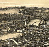 1889 Panoramic Map of Sanford Maine